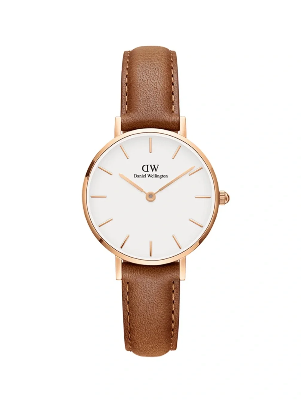 Daniel Wellington Brown Leather Strap Watch with Rose Gold Case